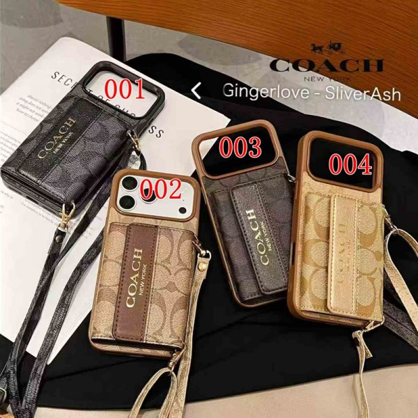 Coach コーチ耐衝撃のiPhone 18pro max Air 17pro 16e 15 pro max 17eスマホケース斜め掛けアイフォン18pro max/17/17e/15/14 13pro 16+ケース背面カード収納コーチブランド 手触り良い 男女兼用iPhone  18 Air 15 14 16 17pro maxケースカバーアップル 18 15+ 14pro 16e 17eブランドスマホカバー薄型オシャレ