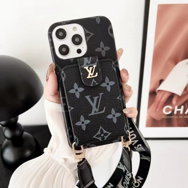 ブランド iPhone15 14+ケース ルイヴィトン カードポケット付き lv モノグラム柄 iPhone 14 pro max/13miniスマホカバー 定番 華奢デザイン アイフォン12pro/11 pro maxスマホケース 肩 首に掛け iPhone xr/8p/7ケース ファッション 男女