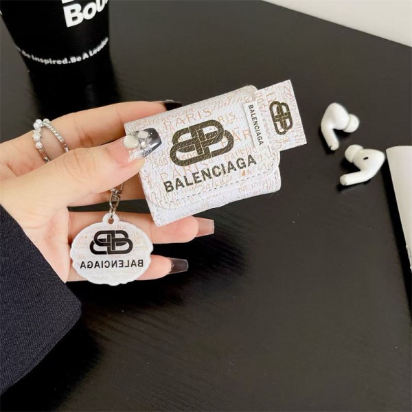 Balenciaga バレンシアガ エアーポッズ 第四世代ケース 便利 カラビナ付き 第3世代 airpods 4/pro2 ケース ハイブランド 落下防止ブランド Airpods Pro2/3 4メンズ レディースairpods pro2/4 3ケース ストラップ付き