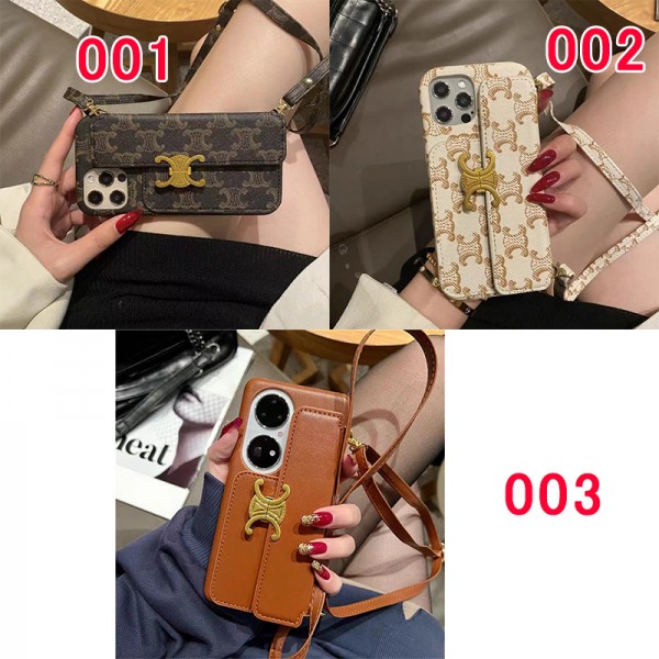 Celine ギャラクシーs23 ultra plus /s22スマホケース 斜め掛け セリーヌ Galaxy s23/s22+/s21カバー 落下防止 Samsung s22ultra/s21plusケース ハイブランド 上質レザー galaxy s21スマホカバー カードポケット付き 高級感 レディース