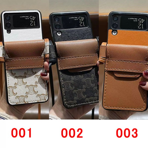 セリーヌ Galaxy Z Flip5 4 6スマホケース 皮革カバー ブランドceline ギャラクシーz flip4 6カバー 気質 かわいい Samsung z flip3ケース カードポケット付き メンズ 女子 おしゃれ 落下保護 