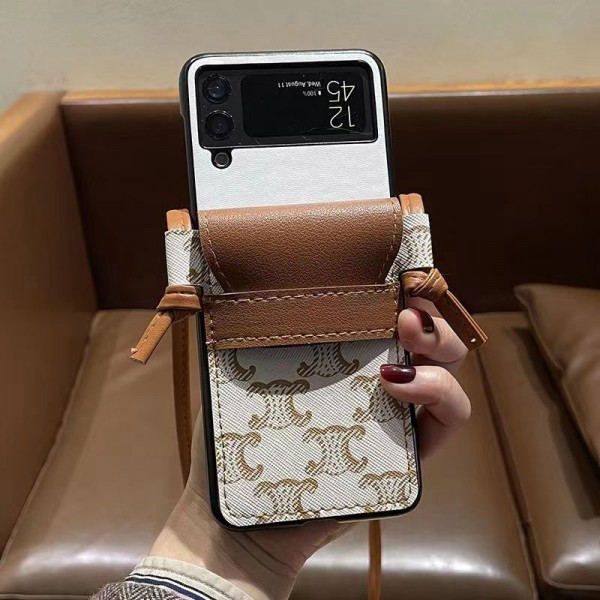 セリーヌ Galaxy Z Flip5 4 6スマホケース 皮革カバー ブランドceline ギャラクシーz flip4 6カバー 気質 かわいい Samsung z flip3ケース カードポケット付き メンズ 女子 おしゃれ 落下保護 
