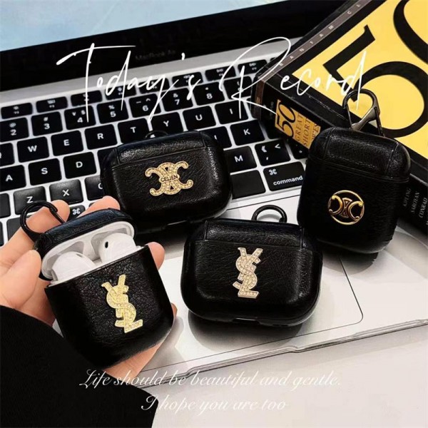 Ysl イブサンローランブランド Airpods 4/3/Pro2ケース 保護軽量 エアーポッズ 4/プロ2/3カバー 紛失防止ブランド Airpods Pro2/3 4メンズ レディースairpods pro2/4 3ケース ストラップ付き