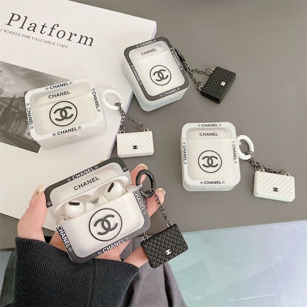 Chanel シャネルブランド Airpods 4/3/Pro2ケース 保護軽量 エアーポッズ 4/プロ2/3カバー 紛失防止ブランド Airpods Pro2/3 4メンズ レディースairpods pro2/4 3ケース ストラップ付き