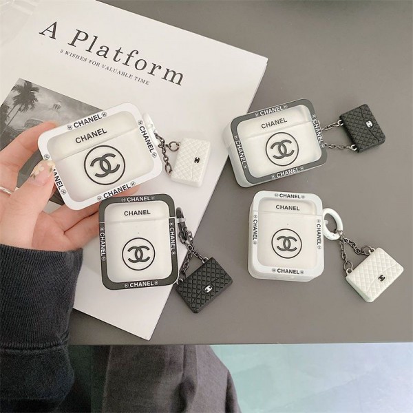 Chanel シャネルブランド Airpods 4/3/Pro2ケース 保護軽量 エアーポッズ 4/プロ2/3カバー 紛失防止ブランド Airpods Pro2/3 4メンズ レディースairpods pro2/4 3ケース ストラップ付き