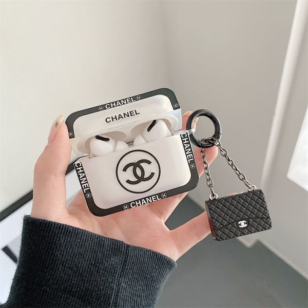 Chanel シャネルブランド Airpods 4/3/Pro2ケース 保護軽量 エアーポッズ 4/プロ2/3カバー 紛失防止ブランド Airpods Pro2/3 4メンズ レディースairpods pro2/4 3ケース ストラップ付き