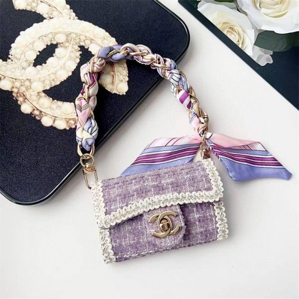 Chanel シャネルブランド Airpods 4/3/Pro2ケース 保護 エアーポッズ 第四世代ケース 便利 カラビナ付き軽量 エアーポッズ 4/プロ2/3カバー 紛失防止airpods pro2/4 3ケース ストラップ付き