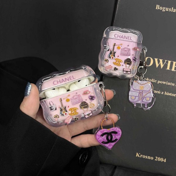 Chanel シャネルブランド Airpods Pro3/4/3/Pro2ケース 保護 エアーポッズ 第四世代ケース 便利 カラビナ付き 第3世代 airpods Pro3/4/pro2 ケース ハイブランド 落下防止軽量 エアーポッズ プロ3/4/プロ2/3カバー 紛失防止