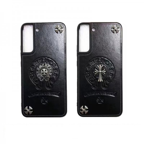 ブランド Chrome Hearts ギャラクシーs23+/s23/s23ultraカバー 個性 galaxy s22 ultra plusケースクロムハーツ 銀色十字架柄 Galaxy s21/s21ultra/s21+携帯カバー 背面レザー 耐衝撃 galaxy s20 + ultraケース 軽量 フィット samsung note20カバー おしゃれ 指紋防止 メンズ