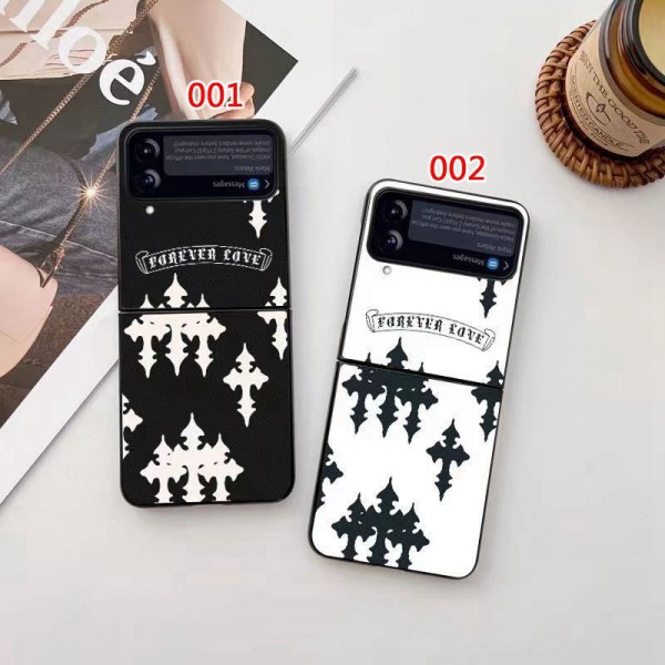 クロムハーツ Chrome HeartsかわいいGalaxy Z flip 6 Fold 5 4ケース 耐衝撃レザーギャラクシー Z Fold6 5/Fold4ケース ビジネス 高品質 メンズ Galaxy z fold5 4ブランドスマホケース ブランドギャラクシー Z Flip5 4カバー 落下保護