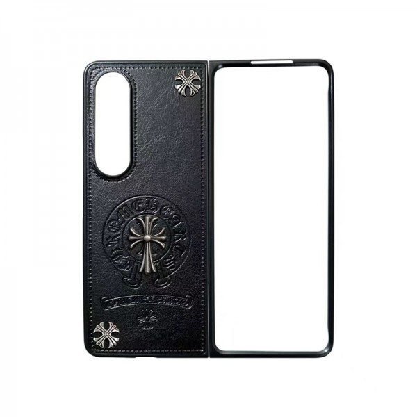 Chrome Hearts クロムハーツ かわいいGalaxy Z flip 6 Fold 5 4ケース 耐衝撃レザーSamsung Z Fold 6スマホケース気質オシャレブランドギャラクシー Z Flip6 5 4カバー 落下保護Galaxy Z Flip5/4ケース 高級感 シンプル 逸品