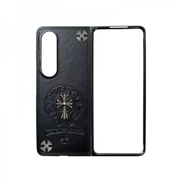 Chrome Hearts クロムハーツ かわいいGalaxy Z flip Fold 5 4ケース 耐衝撃レザーSamsung Z Fold5 4スマホケース気質オシャレブランドギャラクシー Z Flip5 4カバー 落下保護Galaxy Z Flip5/4ケース 高級感 シンプル 逸品