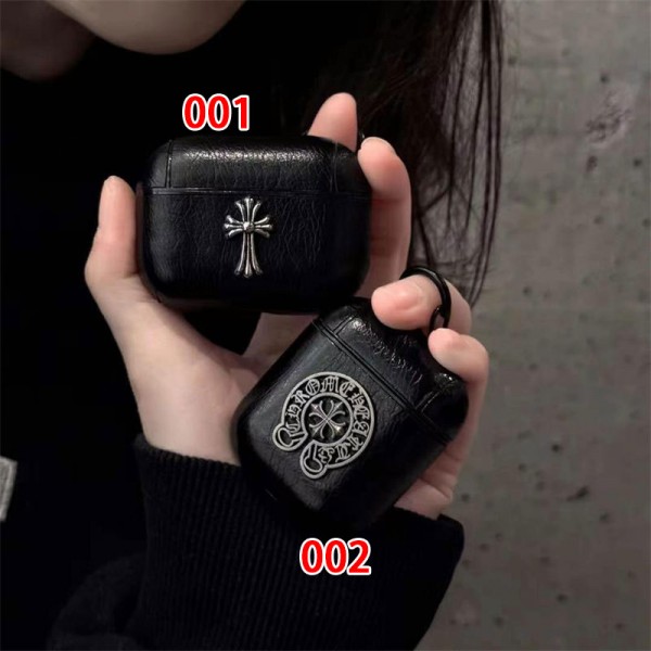 クロムハーツ Chrome Hearts 第3世代 airpods 4/pro2 ケース ハイブランド 落下防止軽量 エアーポッズ 4/プロ2/3カバー 紛失防止airpods 4 pro2ケース シリコンairpods pro2/4 3ケース ストラップ付き