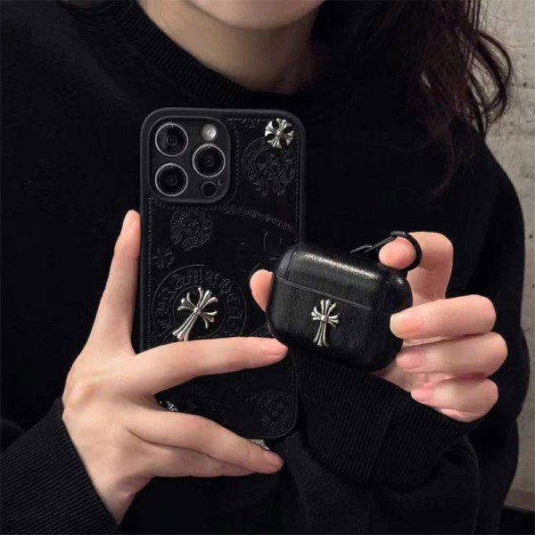 クロムハーツ Chrome Hearts 第3世代 airpods 4/pro2 ケース ハイブランド 落下防止軽量 エアーポッズ 4/プロ2/3カバー 紛失防止airpods 4 pro2ケース シリコンairpods pro2/4 3ケース ストラップ付き