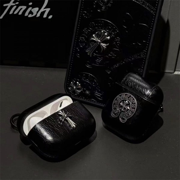クロムハーツ Chrome Hearts 第3世代 airpods 4/pro2 ケース ハイブランド 落下防止軽量 エアーポッズ 4/プロ2/3カバー 紛失防止airpods 4 pro2ケース シリコンairpods pro2/4 3ケース ストラップ付き