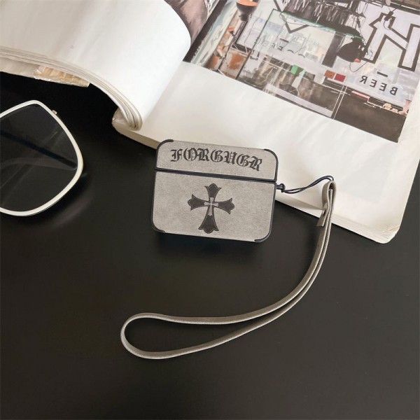 クロムハーツ Chrome Hearts軽量 エアーポッズ 4/プロ2/3カバー 紛失防止ブランド Airpods Pro2/3 4メンズ レディースairpods 4 pro2ケース シリコンairpods pro2/4 3ケース ストラップ付き