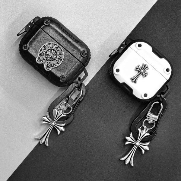 クロムハーツ Chrome Heartsブランド Airpods Pro3/4/3/Pro2ケース 保護軽量 エアーポッズ プロ3/4/プロ2/3カバー 紛失防止ブランド Airpods Pro3/Pro2/3 4メンズ レディースairpods Pro3/pro2/4 3ケース ストラップ付き