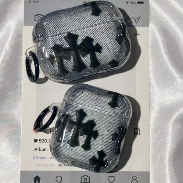 クロムハーツ Chrome Heartsブランド Airpods Pro3/4/3/Pro2ケース 保護 第3世代 airpods Pro3/4/pro2 ケース ハイブランド 落下防止airpods Pro3 4 pro2ケース シリコンairpods Pro3/pro2/4 3ケース ストラップ付き