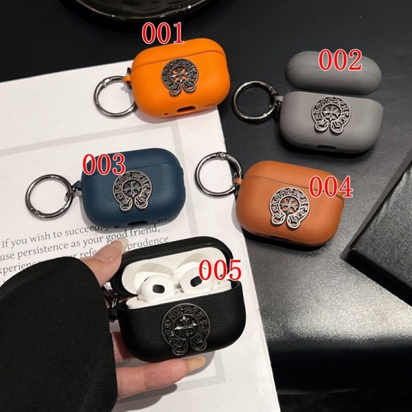 クロムハーツ Chrome Heartsブランド Airpods Pro3/4/3/Pro2ケース 保護 エアーポッズ 第四世代ケース 便利 カラビナ付きブランド Airpods Pro3/Pro2/3 4メンズ レディースairpods Pro3 4 pro2ケース シリコン
