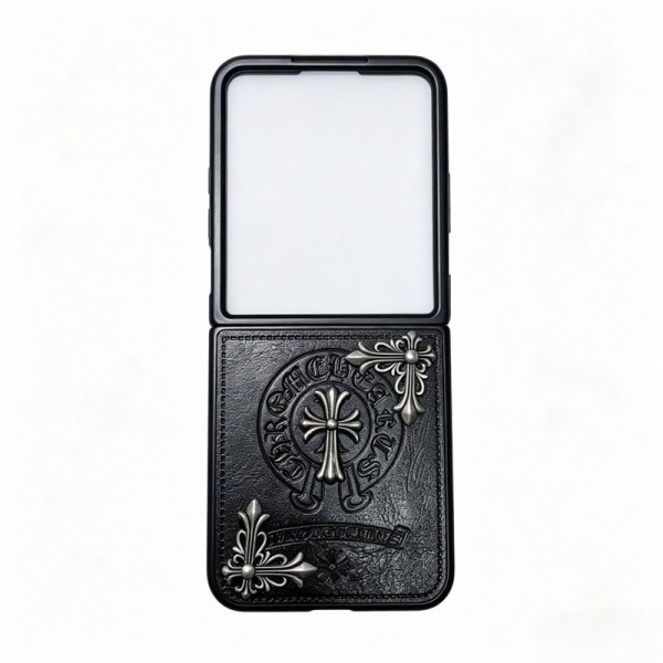 クロムハーツ Chrome HeartsかわいいGalaxy Z flip 5 4 6 7 8 ケース 耐衝撃レザーSamsung Z Flip 5 4 6 7 8スマホケース気質オシャレ Galaxy z flip 5 4 6 7 8ブランドスマホケース ブランドギャラクシー Z Flip8 7 5 4 6カバー 落下保護