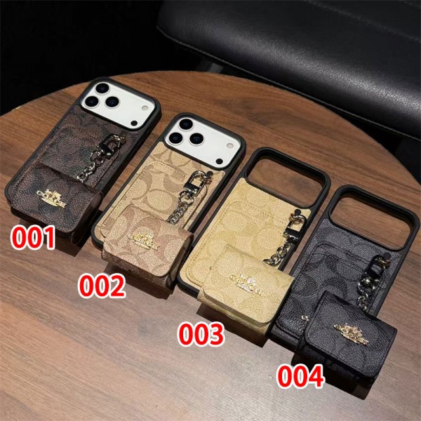 Coach コーチアイフォン17 air 16 pro max 15 plus 14pro 16e ブランドケースアイフォンAir /16プロ マックス/airpods pro3 pro2 4 3 カバー 落下防止アイフォン17/air/15/14 13pro 12 16+ケースブランド 手触り良い 男女兼用iPhone  Air 15 14 16 17pro maxケースカバー