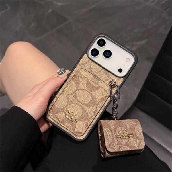 Coach コーチアイフォン17 air 16 pro max 15 plus 14pro 16e ブランドケースアイフォンAir /16プロ マックス/airpods pro3 pro2 4 3 カバー 落下防止アイフォン17/air/15/14 13pro 12 16+ケースブランド 手触り良い 男女兼用iPhone  Air 15 14 16 17pro maxケースカバー