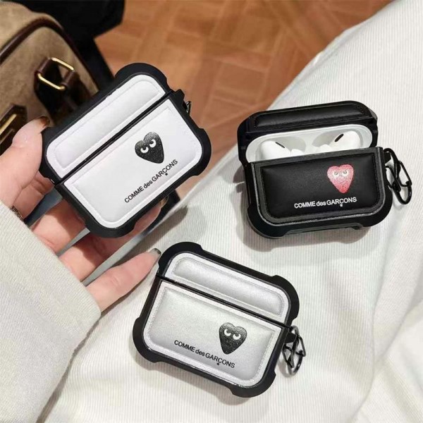コムデギャルソン リンカン comme des garconsブランド Airpods 4/3/Pro2ケース 保護 エアーポッズ 第四世代ケース 便利 カラビナ付きairpods 4 pro2ケース シリコンairpods pro2/4 3ケース ストラップ付き