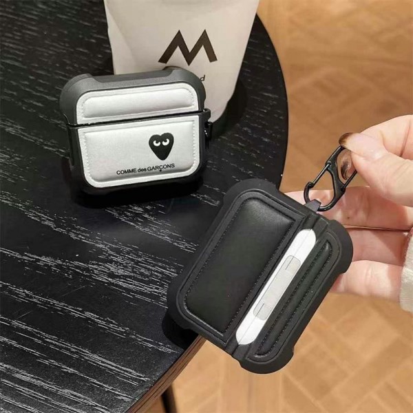 コムデギャルソン リンカン comme des garconsブランド Airpods 4/3/Pro2ケース 保護 エアーポッズ 第四世代ケース 便利 カラビナ付きairpods 4 pro2ケース シリコンairpods pro2/4 3ケース ストラップ付き