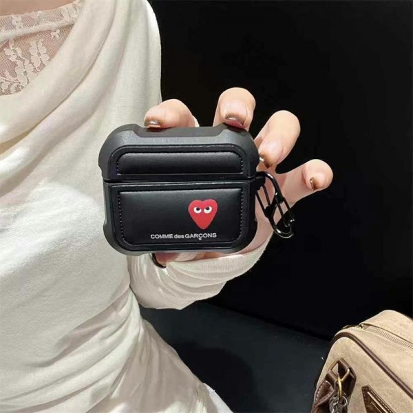 コムデギャルソン リンカン comme des garconsブランド Airpods 4/3/Pro2ケース 保護 エアーポッズ 第四世代ケース 便利 カラビナ付きairpods 4 pro2ケース シリコンairpods pro2/4 3ケース ストラップ付き