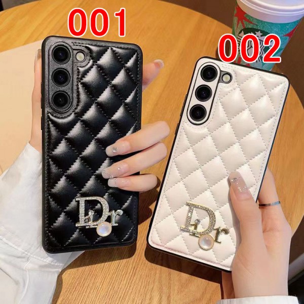 ペア揃い Dior 菱格 Galaxy s23 ultra/s23ケースカバー キラキラロゴ ブランド ディオール Samsung s22 s21 plus ultraケース 気品がある ギャラクシー s23+/s20ケース 背面レザー 衝撃吸収 ファッション