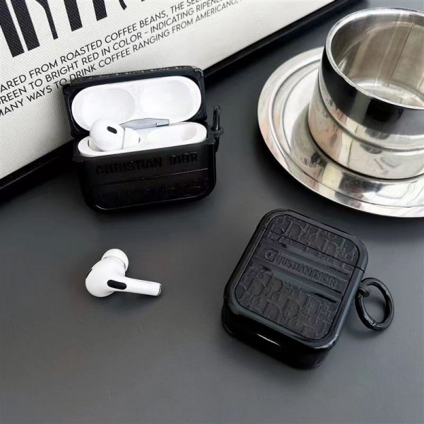 Dior ディオールブランド Airpods Pro2 4/3ケース 保護 エアーポッズ プロ2ケース 便利 カラビナ付き軽量 エアーポッズ プロ2/3 4カバー 紛失防止airpods pro2/3 3ケース ストラップ付き