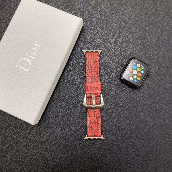 Dior ディオールブランド アップルウォッチ9ハンド かわいいモノグラム アップルウォッチSE2バンド レザー製芸能人愛用 アップルウォッチUltra2，Apple Watch 9ベルト 腕時計 ストラップアップルウォッチ7バンド 調節可能