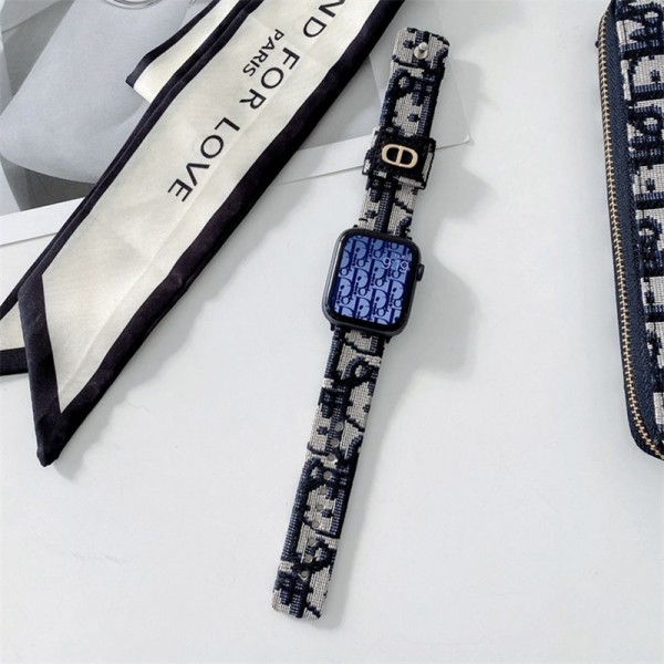 Dior ディオールブランド アップルウォッチ9ハンド かわいいモノグラム アップルウォッチSE2バンド レザー製apple watch se2ストラップ ファッションアップルウォッチ7バンド 調節可能