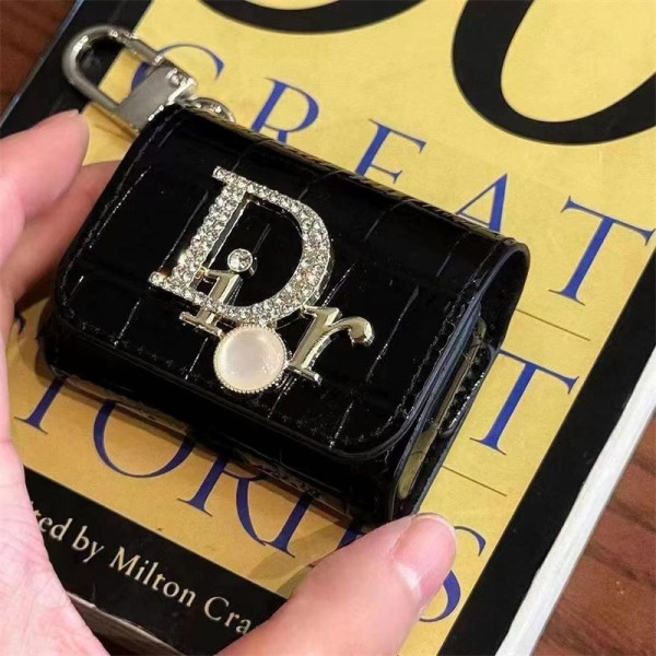 Dior ディオールブランド Airpods 4/3/Pro2ケース 保護 エアーポッズ 第四世代ケース 便利 カラビナ付き 第3世代 airpods 4/pro2 ケース ハイブランド 落下防止airpods pro2/4 3ケース ストラップ付き