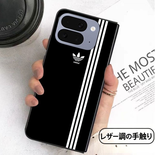 Adidas アディダスブランドアイフォン ultra 折りたたみスマホカバー 流行りかわいいGalaxy Z flip 5 4 6 7 8 Fold8 ultraケース 耐衝撃レザーGalaxy Z Flip8 7 5 4 6スマホケース 携帯カバー グーグル ピクセルPro 11 10 9 foldスマホケース気質オシャレ