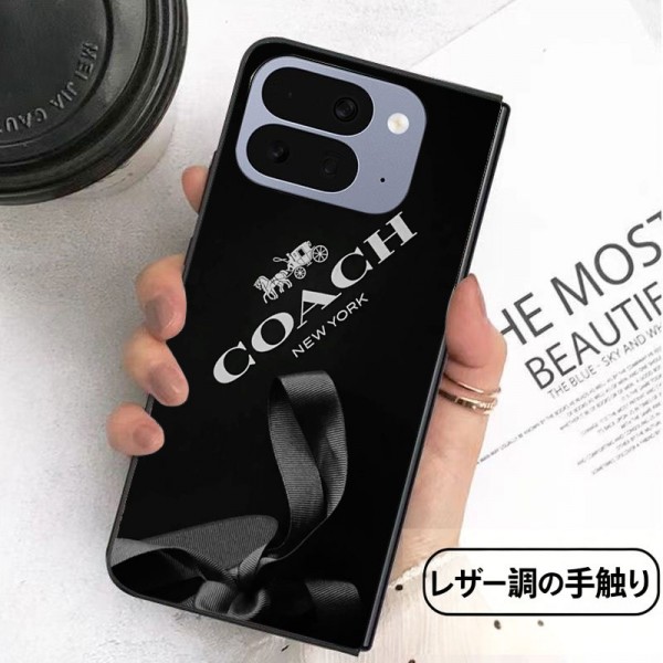 Coach コーチSamsung Z Fold5 4 6 7 8スマホケース気質オシャレ Google Pixel Pro 11 10 9 foldブランドスマホケース ブランドギャラクシー Z Flip8 7 5 4 6カバー 落下保護Galaxy Z Flip8/7/6/5/4ケース 高級感 シンプル 逸品