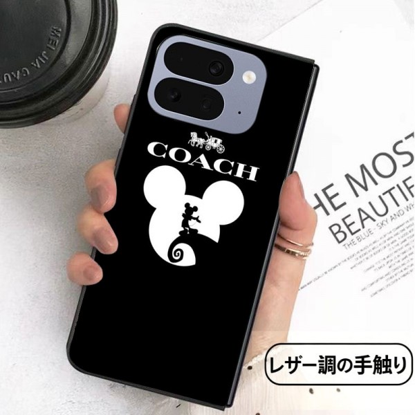 Coach コーチSamsung Z Fold5 4 6 7 8スマホケース気質オシャレ Google Pixel Pro 11 10 9 foldブランドスマホケース ブランドギャラクシー Z Flip8 7 5 4 6カバー 落下保護Galaxy Z Flip8/7/6/5/4ケース 高級感 シンプル 逸品