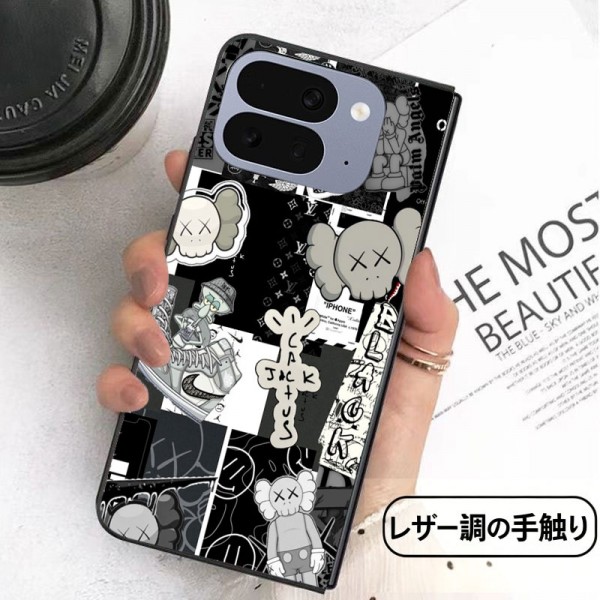 Kaws カウズかわいいGalaxy Z flip Fold 5 4 6 7 8ケース 耐衝撃レザー グーグル ピクセルPro 11 10 9 foldケース ビジネス 高品質 メンズSamsung Z Fold5 4 6 7 8スマホケース気質オシャレ Galaxy z fold5 4 6 7 8ブランドスマホケース 