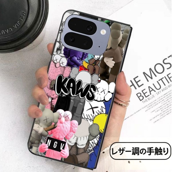 Kaws カウズかわいいGalaxy Z flip Fold 5 4 6 7 8ケース 耐衝撃レザー グーグル ピクセルPro 11 10 9 foldケース ビジネス 高品質 メンズSamsung Z Fold5 4 6 7 8スマホケース気質オシャレ Galaxy z fold5 4 6 7 8ブランドスマホケース 