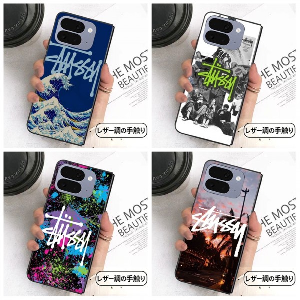 Stussy ステューシーアイフォン ultra 折り畳みスマホカバー 流行り かわいい グーグル ピクセルPro 11 10 9 foldケース 耐衝撃レザー Galaxy z fold5 4 6 7 8ブランドスマホケース Galaxy Z Flip8/7/6/5/4ケース 高級感 シンプル 逸品