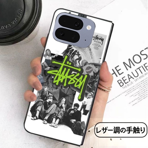 Stussy ステューシーアイフォン ultra 折り畳みスマホカバー 流行り かわいい グーグル ピクセルPro 11 10 9 foldケース 耐衝撃レザー Galaxy z fold5 4 6 7 8ブランドスマホケース Galaxy Z Flip8/7/6/5/4ケース 高級感 シンプル 逸品