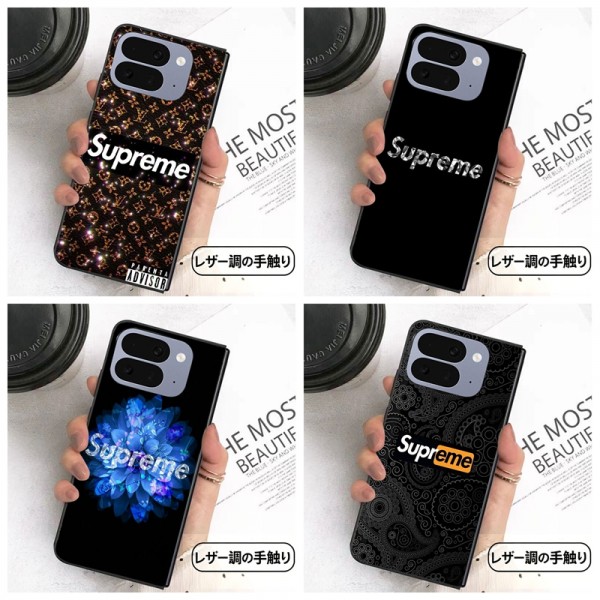 Supreme シュプリームかわいいGalaxy Z flip Fold 5 4 6 7 8ケース 耐衝撃レザー アイフォン ultra fold 2026ブランドスマホケース ブランドGoogle Pixel Pro 11 10 9 foldカバー 落下保護Galaxy Z Flip8/7/6/5/4ケース 高級感 シンプル 逸品