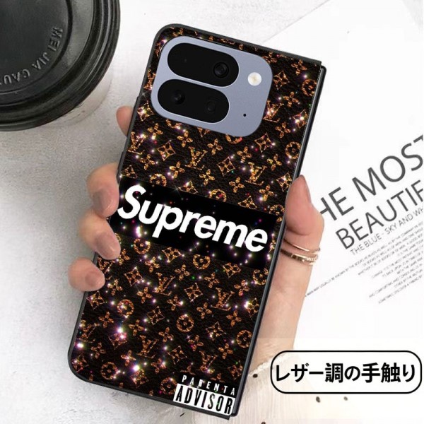 Supreme シュプリームかわいいGalaxy Z flip Fold 5 4 6 7 8ケース 耐衝撃レザー アイフォン ultra fold 2026ブランドスマホケース ブランドGoogle Pixel Pro 11 10 9 foldカバー 落下保護Galaxy Z Flip8/7/6/5/4ケース 高級感 シンプル 逸品