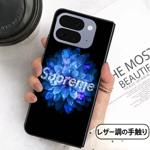Supreme シュプリームかわいいGalaxy Z flip Fold 5 4 6 7 8ケース 耐衝撃レザー アイフォン ultra fold 2026ブランドスマホケース ブランドGoogle Pixel Pro 11 10 9 foldカバー 落下保護Galaxy Z Flip8/7/6/5/4ケース 高級感 シンプル 逸品
