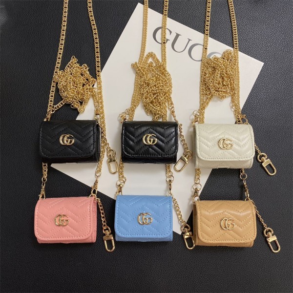 グッチ 第3 4 世代 airpods pro2 MAXケース ハイブランド 落下防止チェーン付き 軽量 Gucci エアーポッズ プロ2/3 4カバー 紛失防止airpods pro2 4 MAXケース シリコンairpods pro2/3 3ケース ストラップ付き