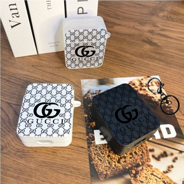 Gucci グッチブランド Airpods 4/3/Pro2ケース 保護 エアーポッズ 第四世代ケース 便利 カラビナ付き軽量 エアーポッズ 4/プロ2/3カバー 紛失防止airpods pro2/4 3ケース ストラップ付き