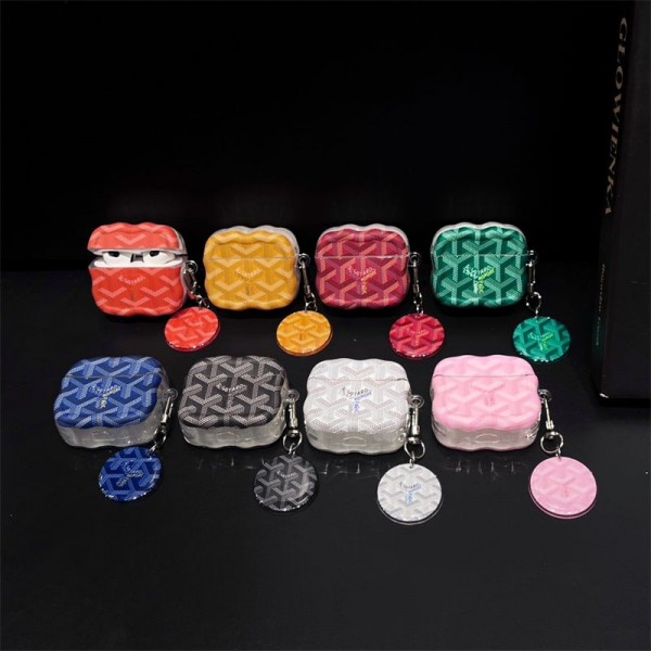 Goyard ゴヤール エアーポッズ 第四世代ケース 便利 カラビナ付き 第3世代 airpods 4/pro2 ケース ハイブランド 落下防止軽量 エアーポッズ 4/プロ2/3カバー 紛失防止airpods pro2/4 3ケース ストラップ付き