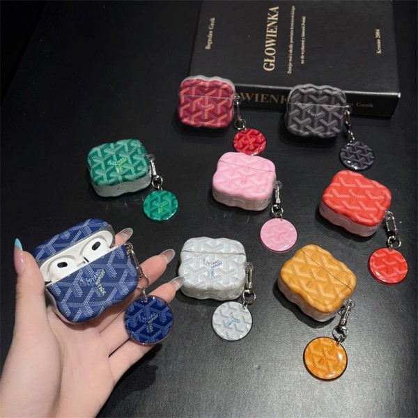 Goyard ゴヤール エアーポッズ 第四世代ケース 便利 カラビナ付き 第3世代 airpods 4/pro2 ケース ハイブランド 落下防止軽量 エアーポッズ 4/プロ2/3カバー 紛失防止airpods pro2/4 3ケース ストラップ付き
