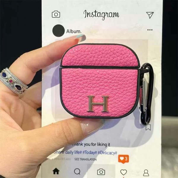 Hermes エルメス 第3世代 airpods 4/pro2 ケース ハイブランド 落下防止軽量 エアーポッズ 4/プロ2/3カバー 紛失防止airpods 4 pro2ケース シリコンairpods pro2/4 3ケース ストラップ付き