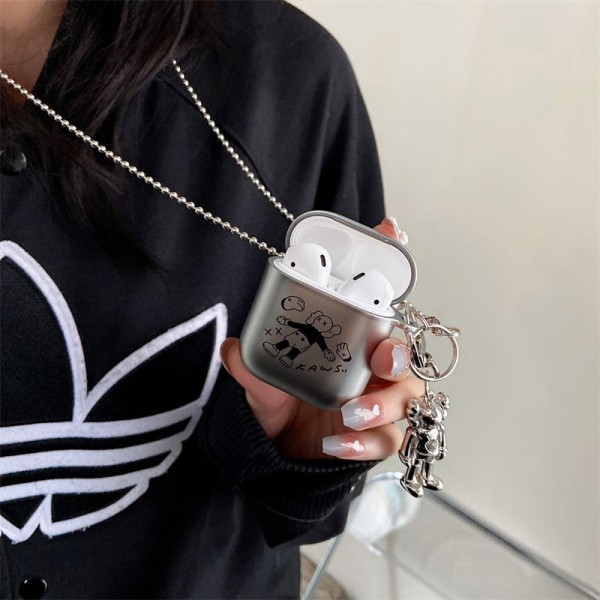 Kaws カウズブランド Airpods 4/3/Pro2ケース 保護 エアーポッズ 第四世代ケース 便利 カラビナ付きairpods 4 pro2ケース シリコンairpods pro2/4 3ケース ストラップ付き